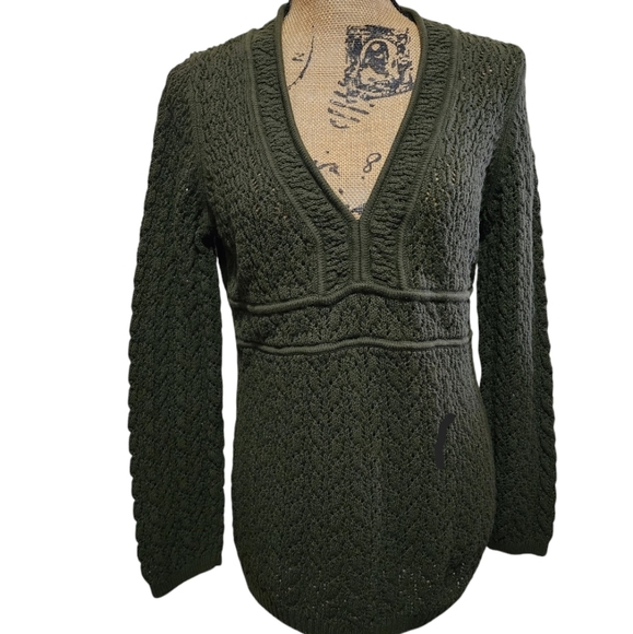 LOFT Sweaters - Ann Taylor Loft Sz LARGE Green Sweater Long Sleeve V-Neck Cozycore Grandmacore